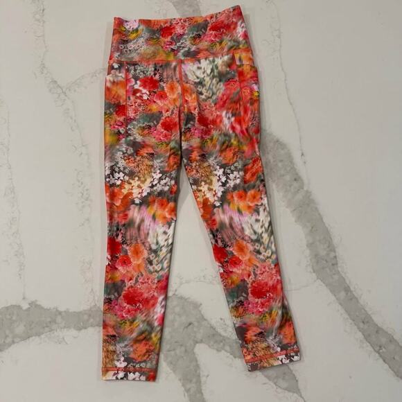 Athleta Salutation Stash Pocket II Printed 7/8 Leggings Women's XS Floral Pink - Picture 1 of 5